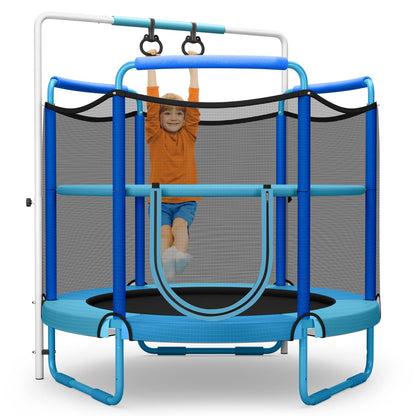 60" Trampoline for Kids with Ring and Horizontal Bar for 3-7 Ages