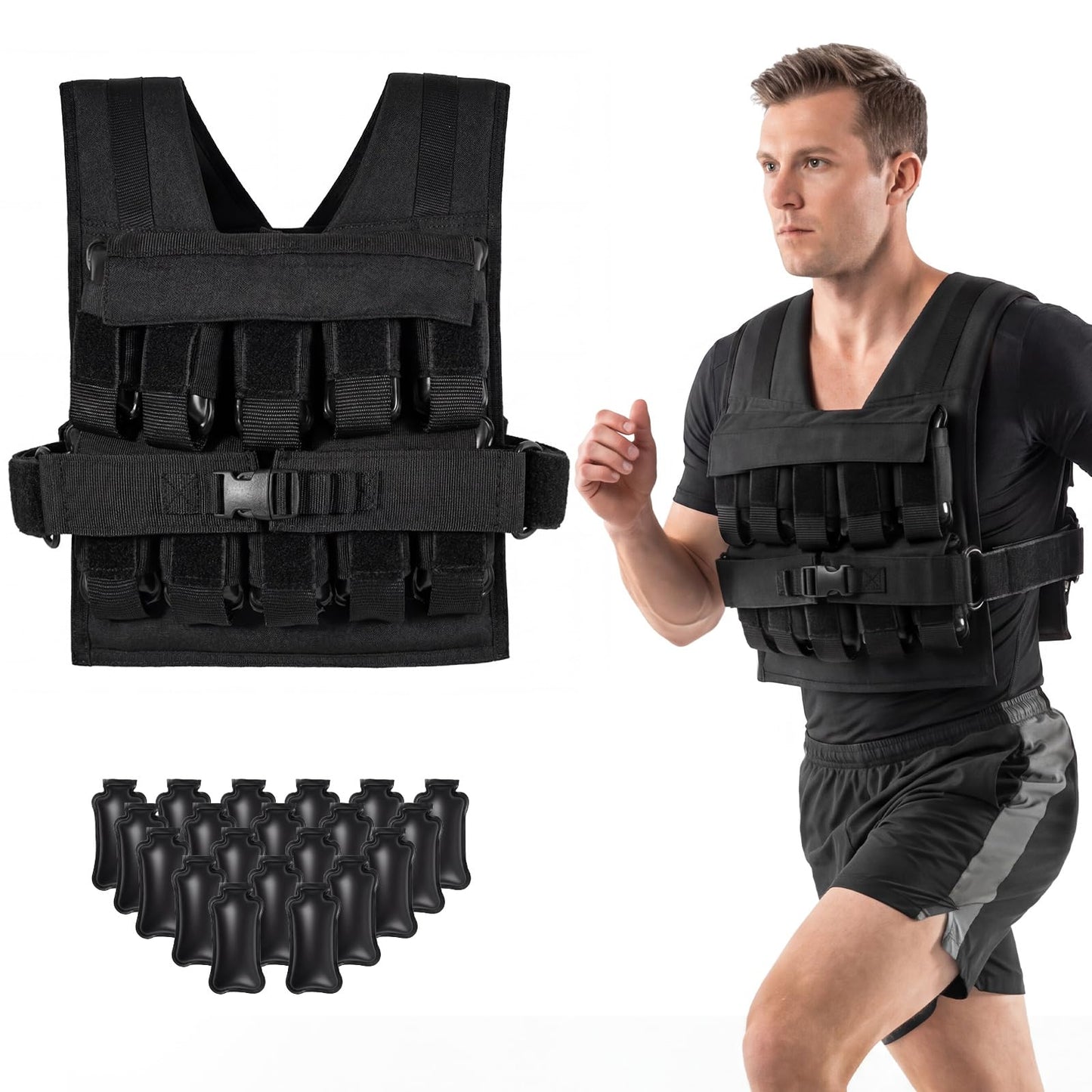 20 Kg Weight Vest with Removable Iron Weights for Strength Training and Running