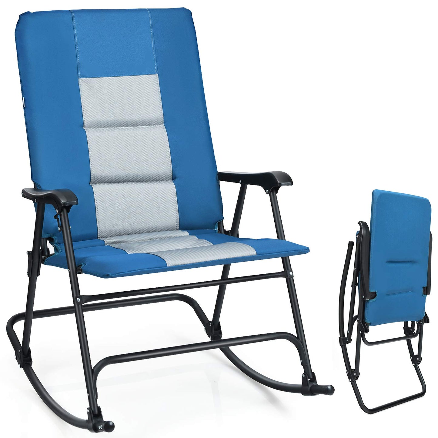 Foldable Rocking Chair Oversized Camping Rocking Chair w/High Back & Armrest