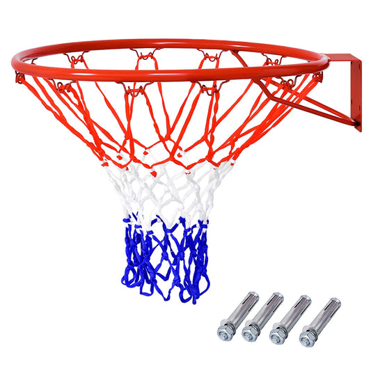 46 CM Basketball Rim Replacement Heavy-Duty Wall Mounted 18“ Basketball Hoop Net w/Standard 12 Loops