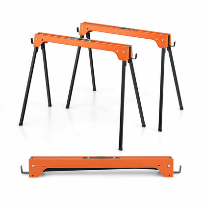 Pack of 2 Folding Sawhorses with Convenient Handle and Lightweight Tool Stands