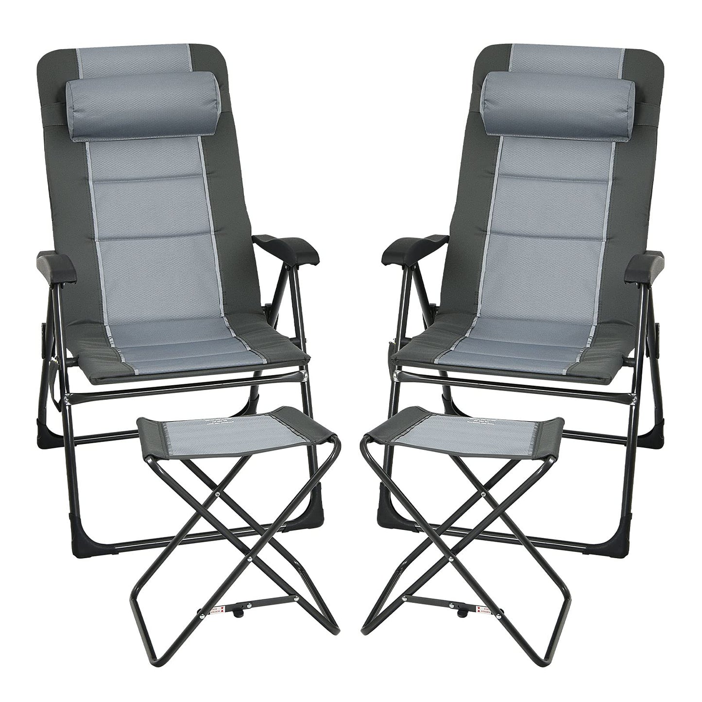 4PCS Patio Dining Chairs & Ottoman With 7-Position Adjustable Backrest