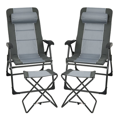 4PCS Patio Dining Chairs & Ottoman With 7-Position Adjustable Backrest