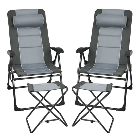 4PCS Patio Dining Chairs & Ottoman With 7-Position Adjustable Backrest