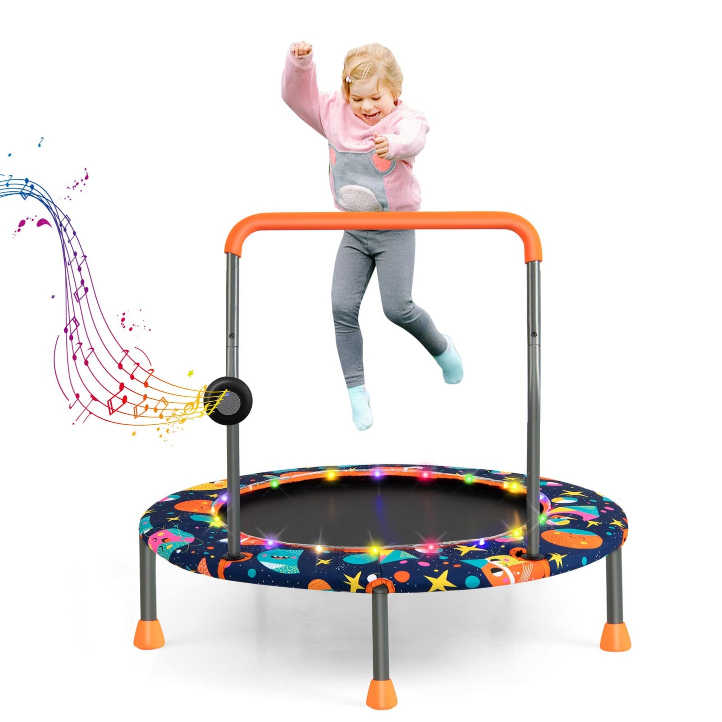 Toddler Music Trampoline with Colorful LED Lights for Kids