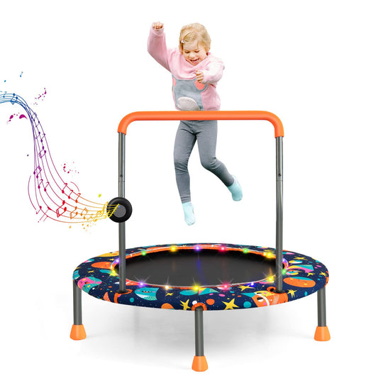 Toddler Music Trampoline with Colorful LED Lights for Kids