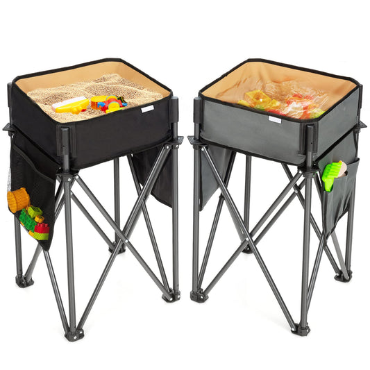 2 PCS Portable Picnic Tables with Large Capacity Storage Sink