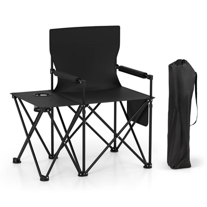 Oversized Camping Chair with Side Table & Carrying Bag for Fishing Lawn