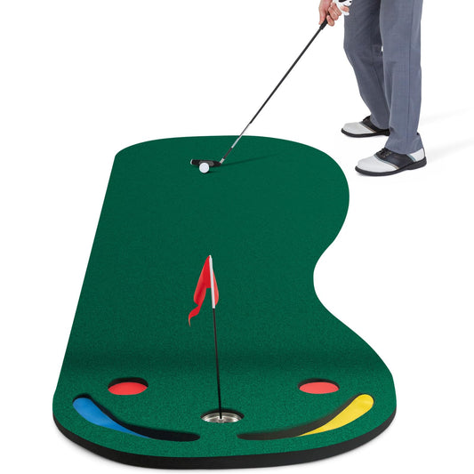 Par Three Putting Mat with 3 Putting Cups 1 Flag and Golf Hole Covers