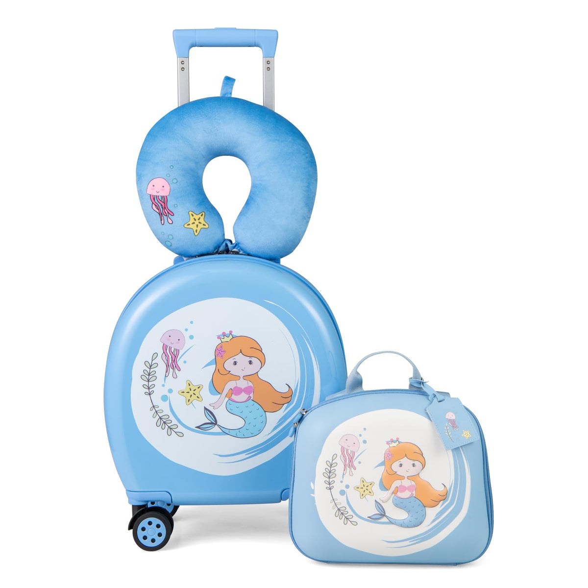 4-Piece Kids Luggage Suitcase Set with 14 Inch Hardside Spinner