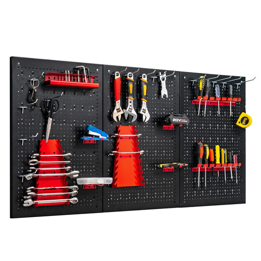 Metal Pegboard Wall Organizer Kit with 3 Pegboards and 25 Hanging Accessories
