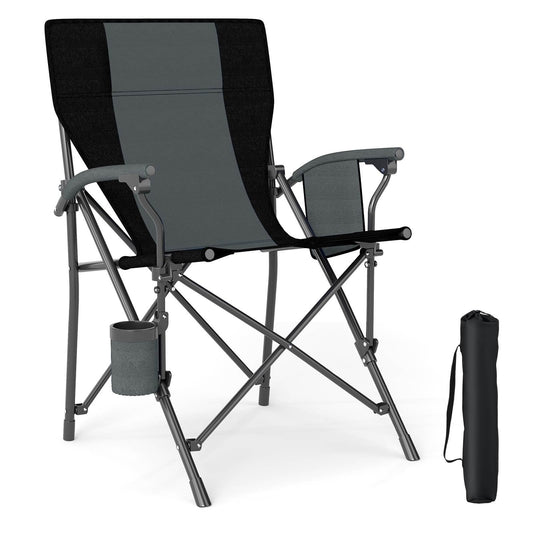 Outdoor Folding Oxford Cloth Chair with Cup Holder 160 kg Max Load