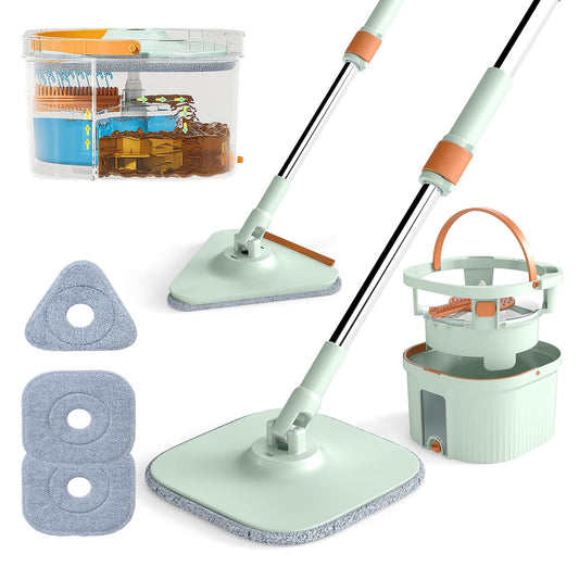 Spin Mop and Bucket Set with Replaceable Mop Pads
