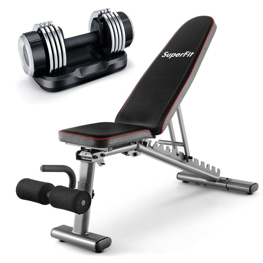Adjustable Weight Bench With 12KG Adjustable Dumbbell Set