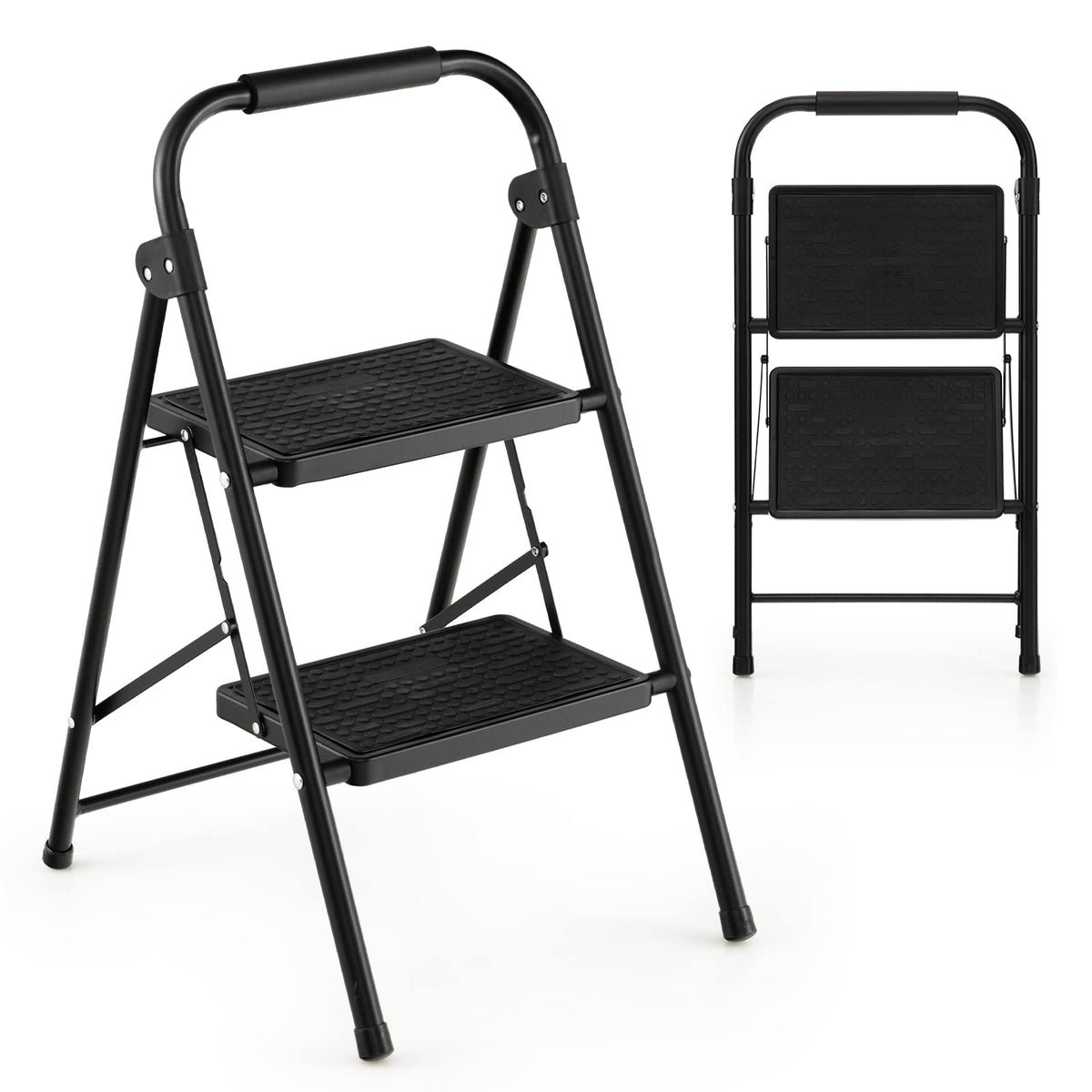 Folding Step Stool with Padded Handgrip and Wide Anti-Slip Pedal for Kitchen/Household/Garden