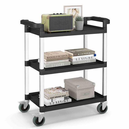 3-Tier Utility Cart with Lockable Wheels and Double Handles