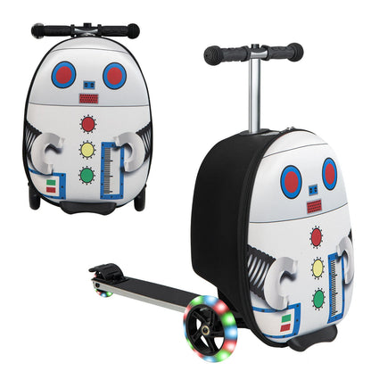 2-IN-1 Skateboard Luggage with 3 Color Lighted Wheels for Kids