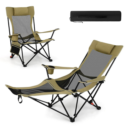 2 in 1 Portable Camping Chair with Detachable Footrest Adjustable Backrest