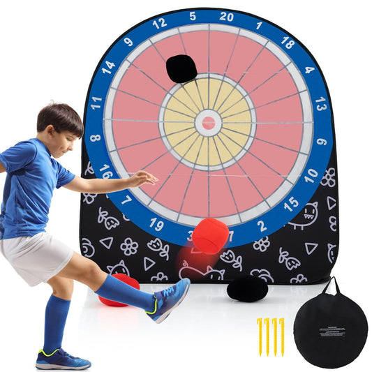 Foldable & Portable Dartboard with 4 Kick Balls Carrying Bag for Kids