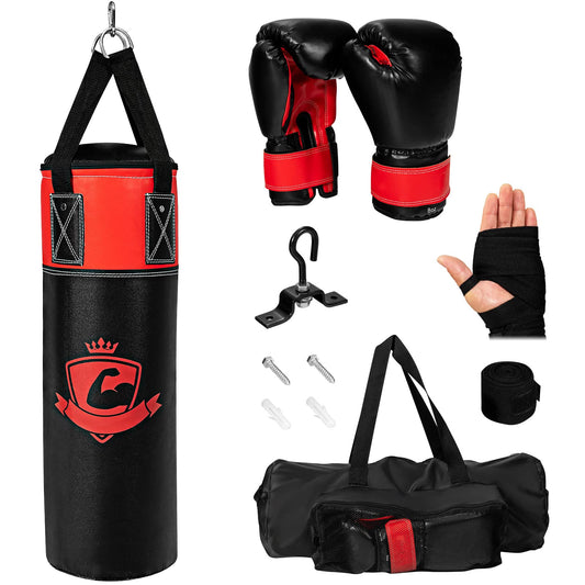 Kids Hanging Punching Bag Set 5 kg Youth Boxing Bag W/Punch Gloves Hand Wraps & Storage Bag