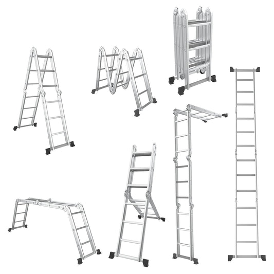 7-in-1 Folding Aluminum Ladder with Anti-Skid Pedal