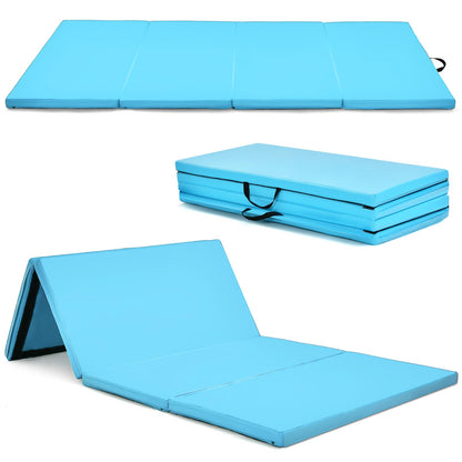 Folding Gymnastics Mat 240 cm x 116 cm x 5 cm Exercise Tumbling Mat w/ Carrying Handles for Home Gym Fitness