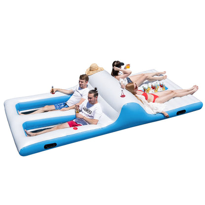 Inflatable Floating Island Lounge & Wading Combo Giant Pool Raft