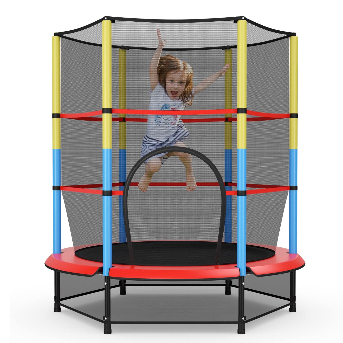 55" Kids Trampoline with Safety Enclosure Net for Boys & Girls Age 3-6