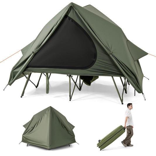 2-Person Foldable Outdoor Off-Ground Camping Combo for Adults w/Pop-up Tent Shelter