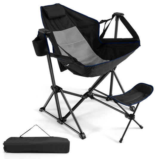 Portable Folding Outdoor Reclining Chair w/Adjustable Backrest & Footrest