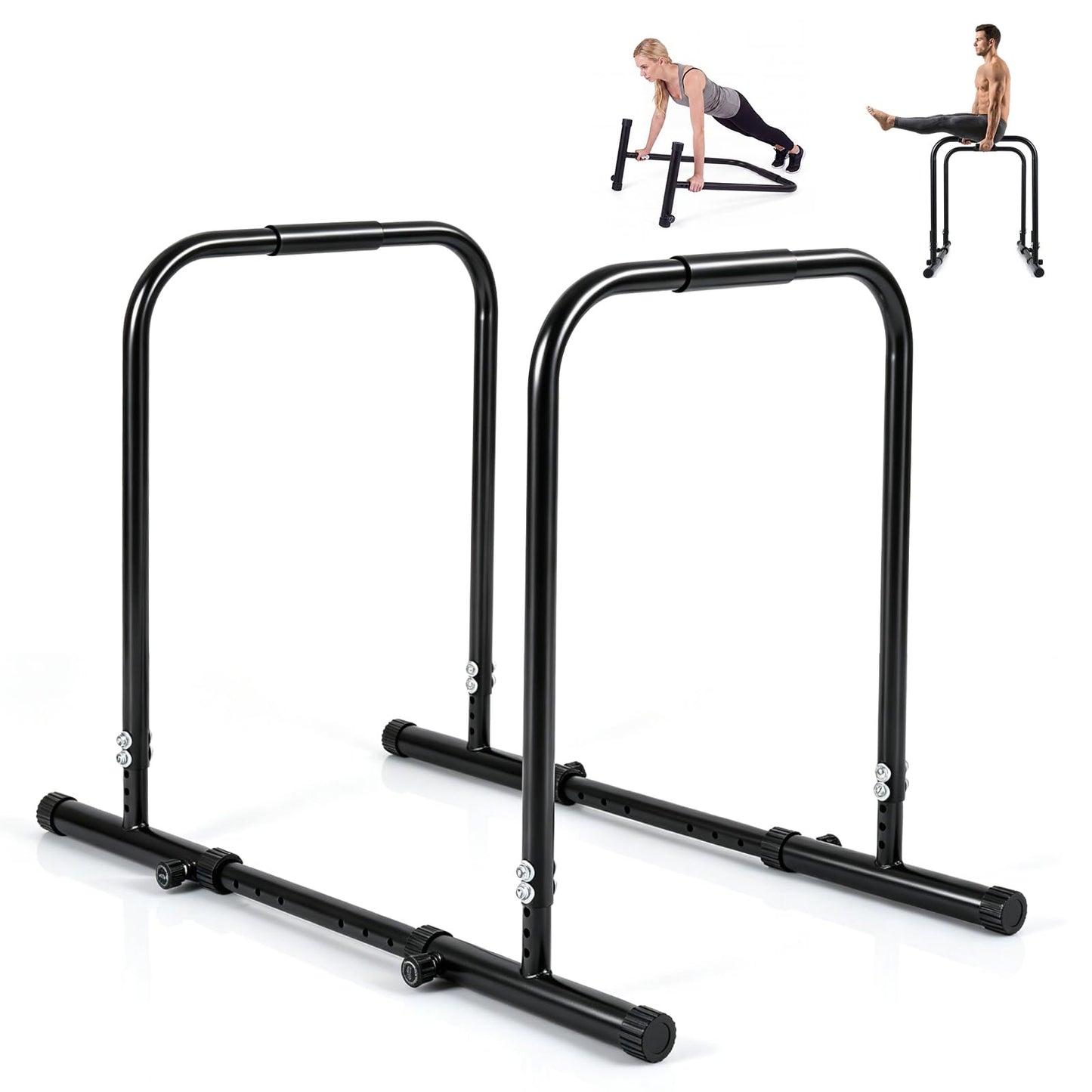 Adjustable Dip Bar, Heavy Duty Parallette Push Up Stand with 660 LBS Capacity