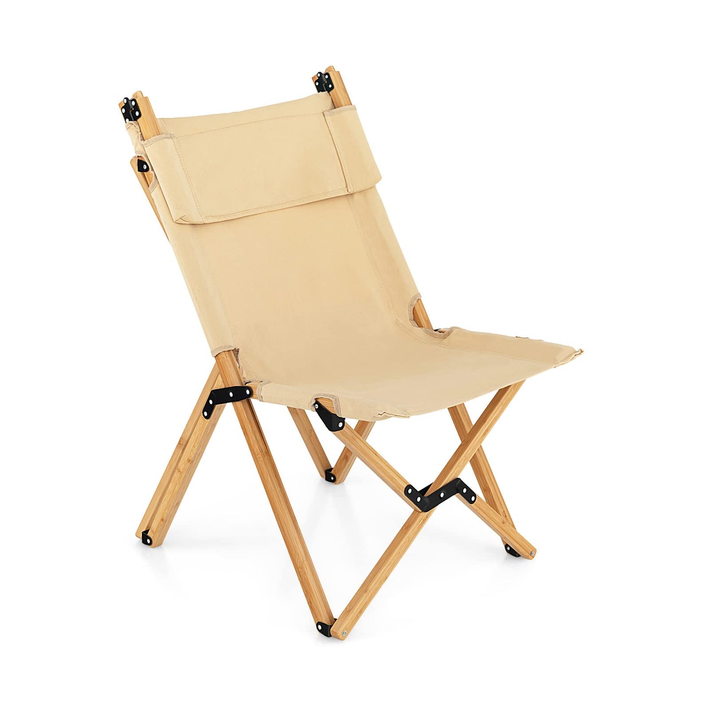 Outdoor Bamboo Chair with 2-Level Adjustable Backrest No Assembly Required