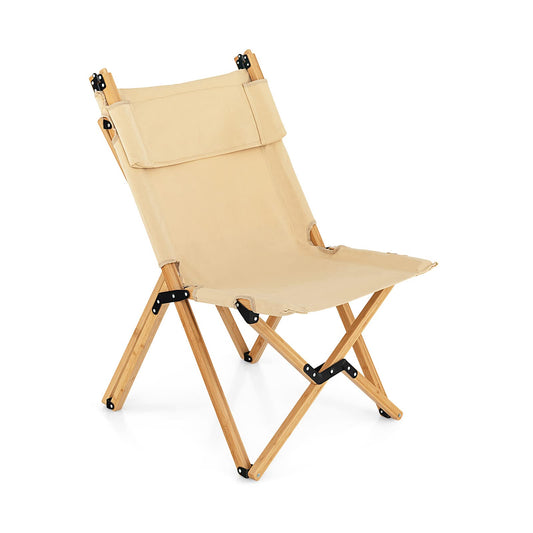 Outdoor Bamboo Chair with 2-Level Adjustable Backrest No Assembly Required
