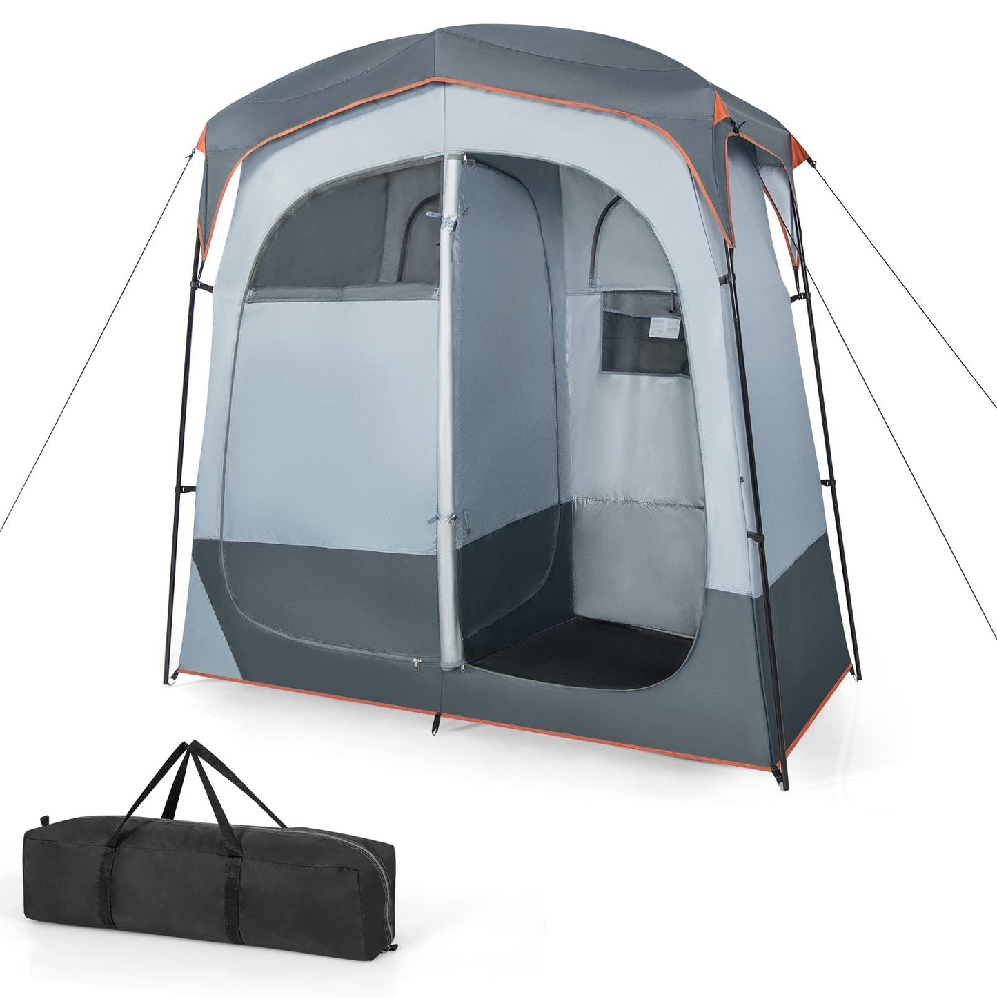 2 Rooms Shower Tent Oversize Privacy Shelter Tent with Removable Rain Fly