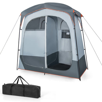 2 Rooms Shower Tent Oversize Privacy Shelter Tent with Removable Rain Fly