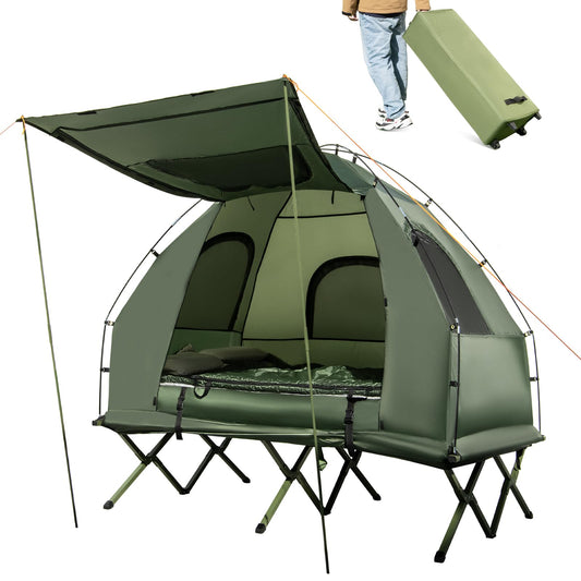 2-Person Outdoor Portable Foldable Camping Tent with Air Mattress & Sleeping Bag