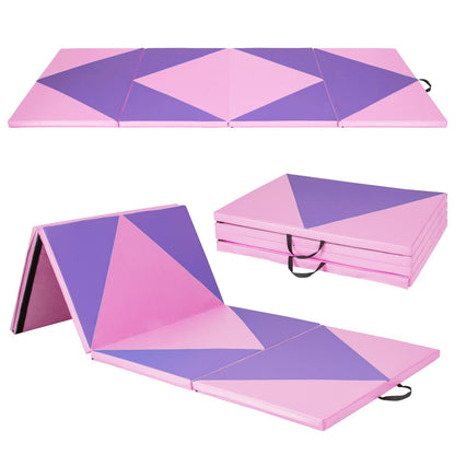300 cm x 117 cm x 5 cm Folding Exercise Mat with Hook & Loop Fasteners & Carrying Handle