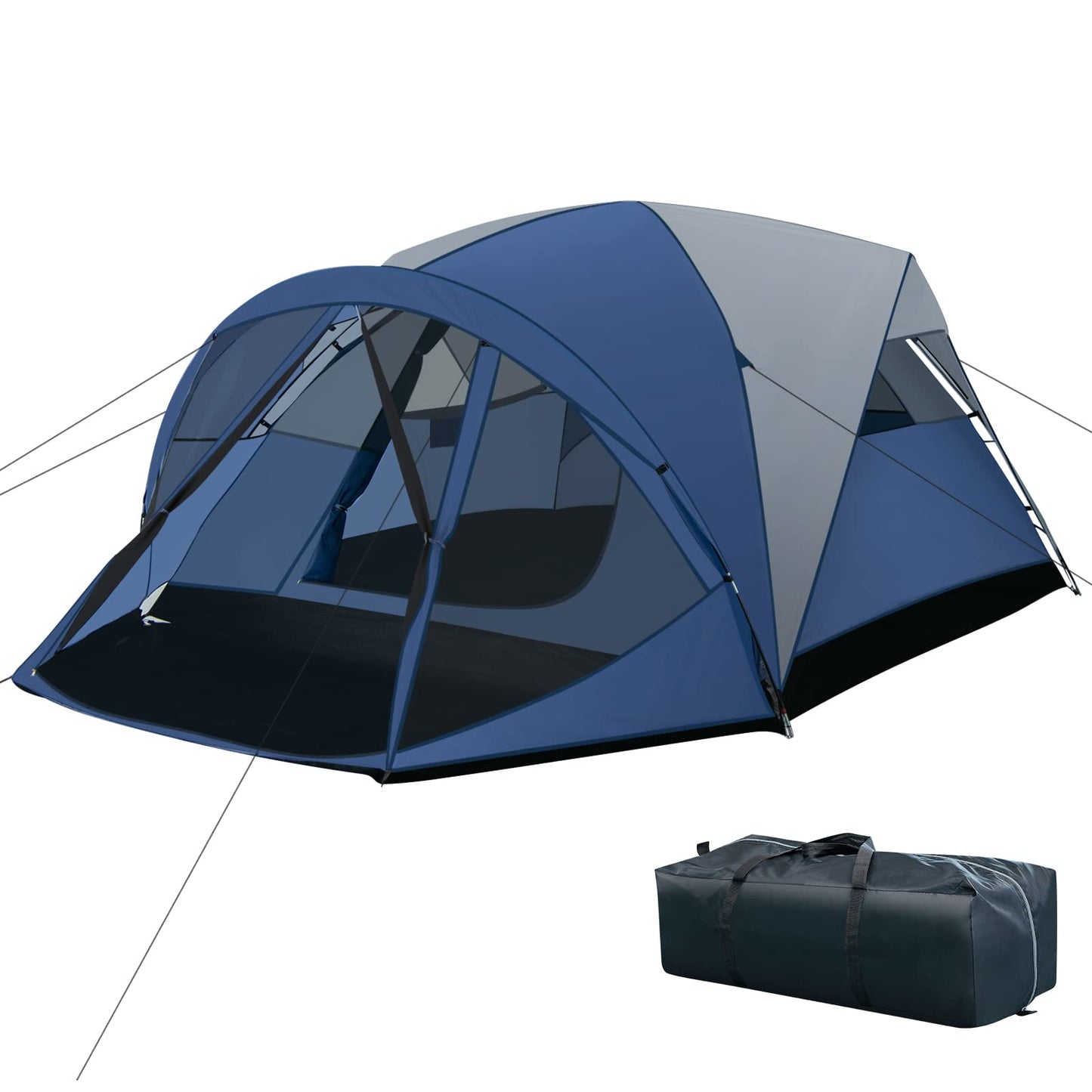 6-Person Camping Dome Tent With Screen Room Porch Easy Setup Double-Layer Tent