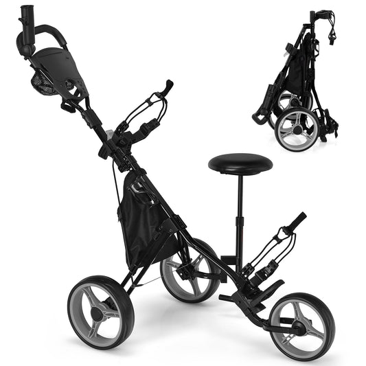 Golf Push Pull Cart Lightweight 3 Wheels Golf Push Cart