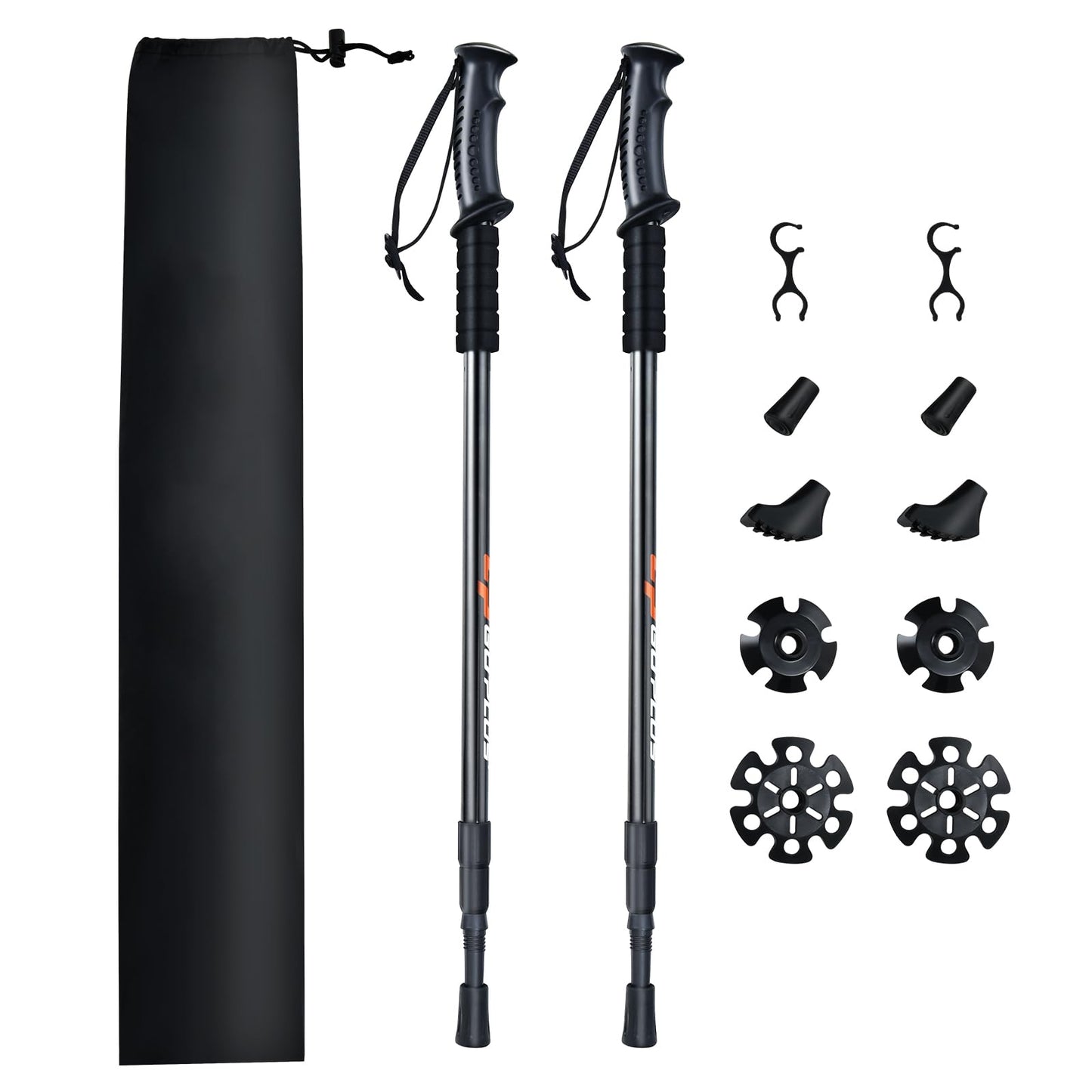 2 Pack Extending Trekking Poles Anti-Shock Length Adjustable Walking Hiking Climbing Sticks