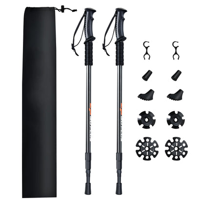 2 Pack Extending Trekking Poles Anti-Shock Length Adjustable Walking Hiking Climbing Sticks