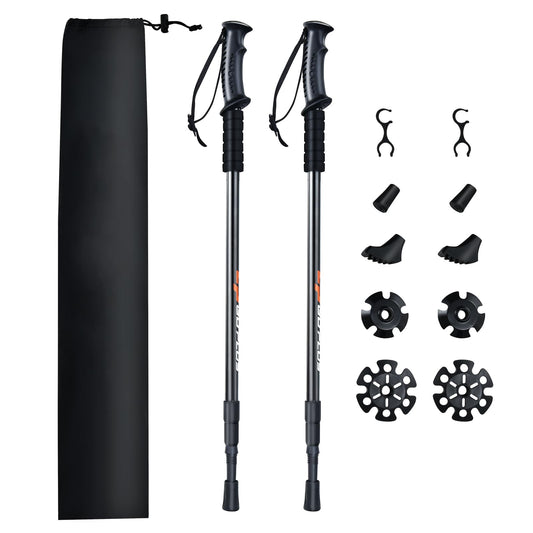 2 Pack Extending Trekking Poles Anti-Shock Length Adjustable Walking Hiking Climbing Sticks