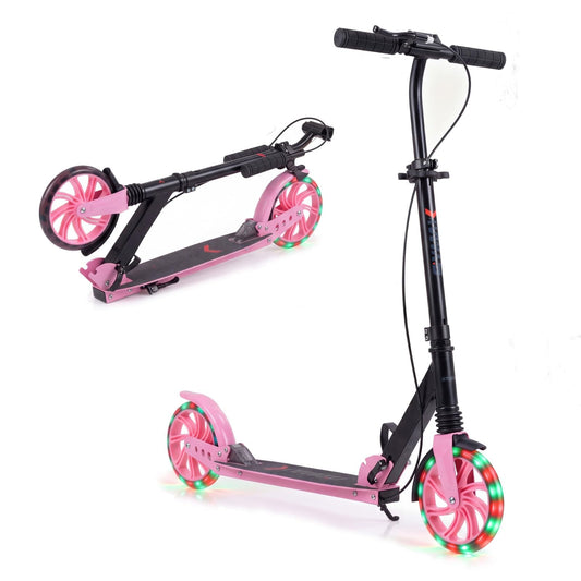 Kick Scooter with 4-Level Adjustable Handlebar, Hand Brake, Anti-Shock Suspension