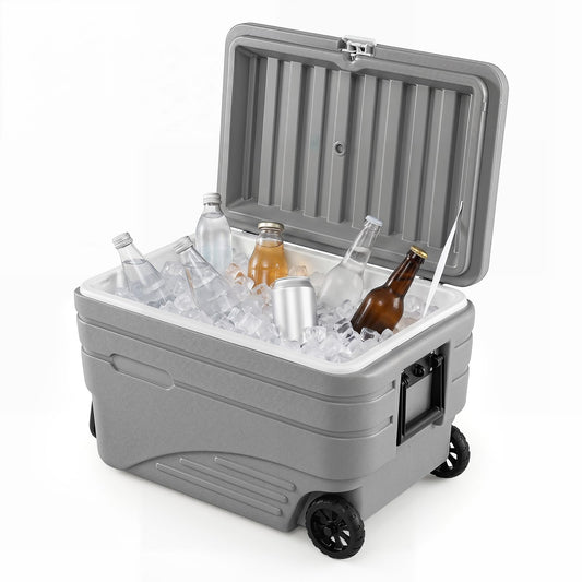 80L Portable Wheeled Ice Cooler, All-Weather HDPE Ice Chest