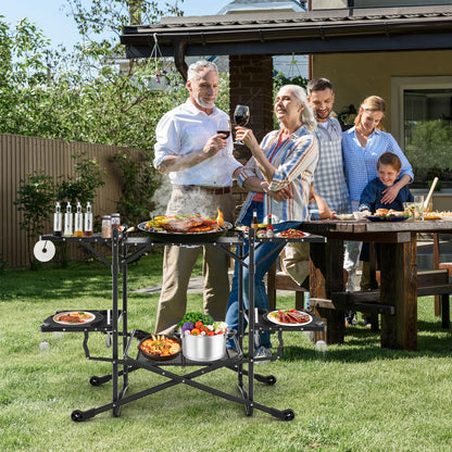Folding Portable Camping Kitchen Table w/Heat-Resistant Aluminum Tabletop