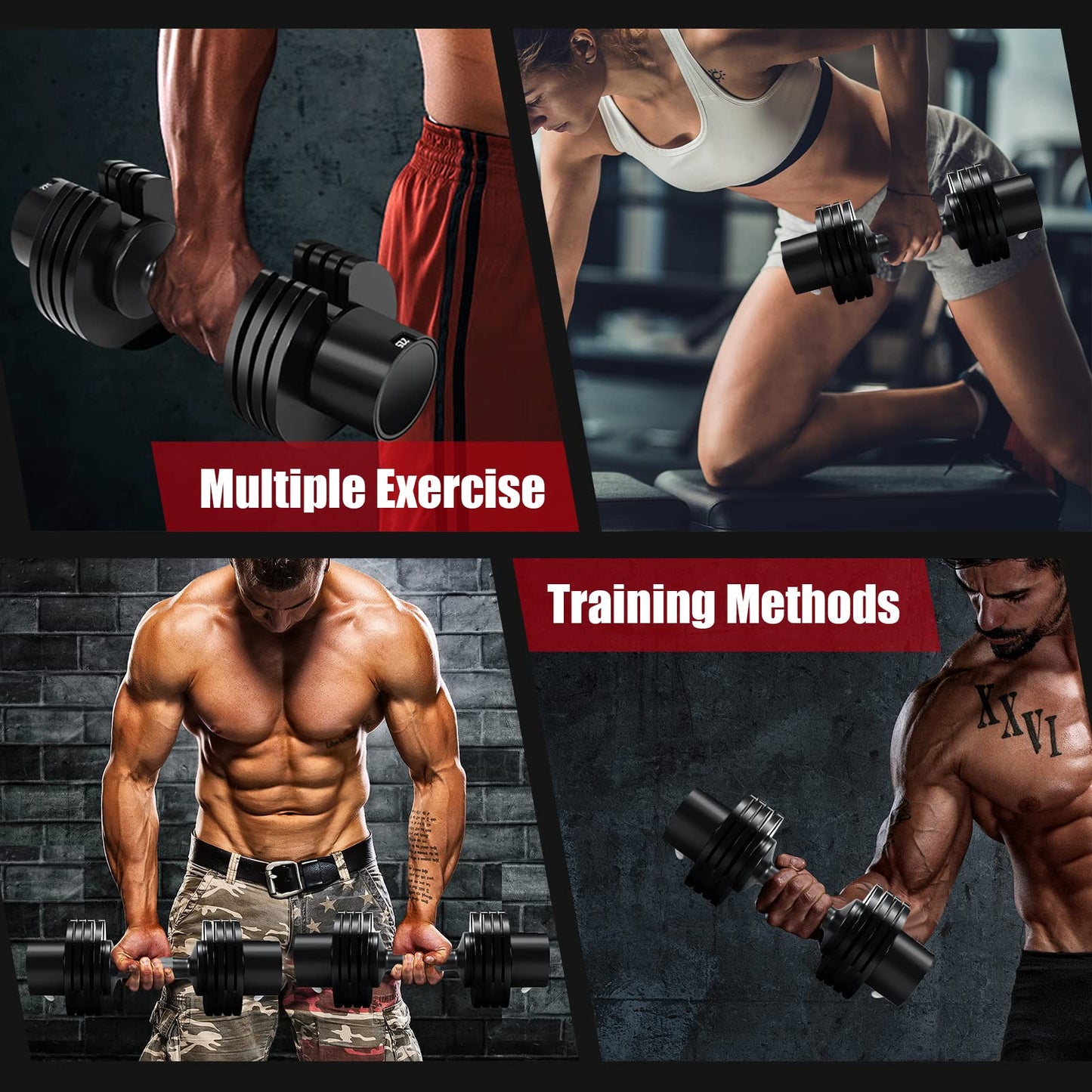 5-in-1 Adjustable Dumbbell Single Dumbbell with Adjustable & Non-Slip Metal Handle