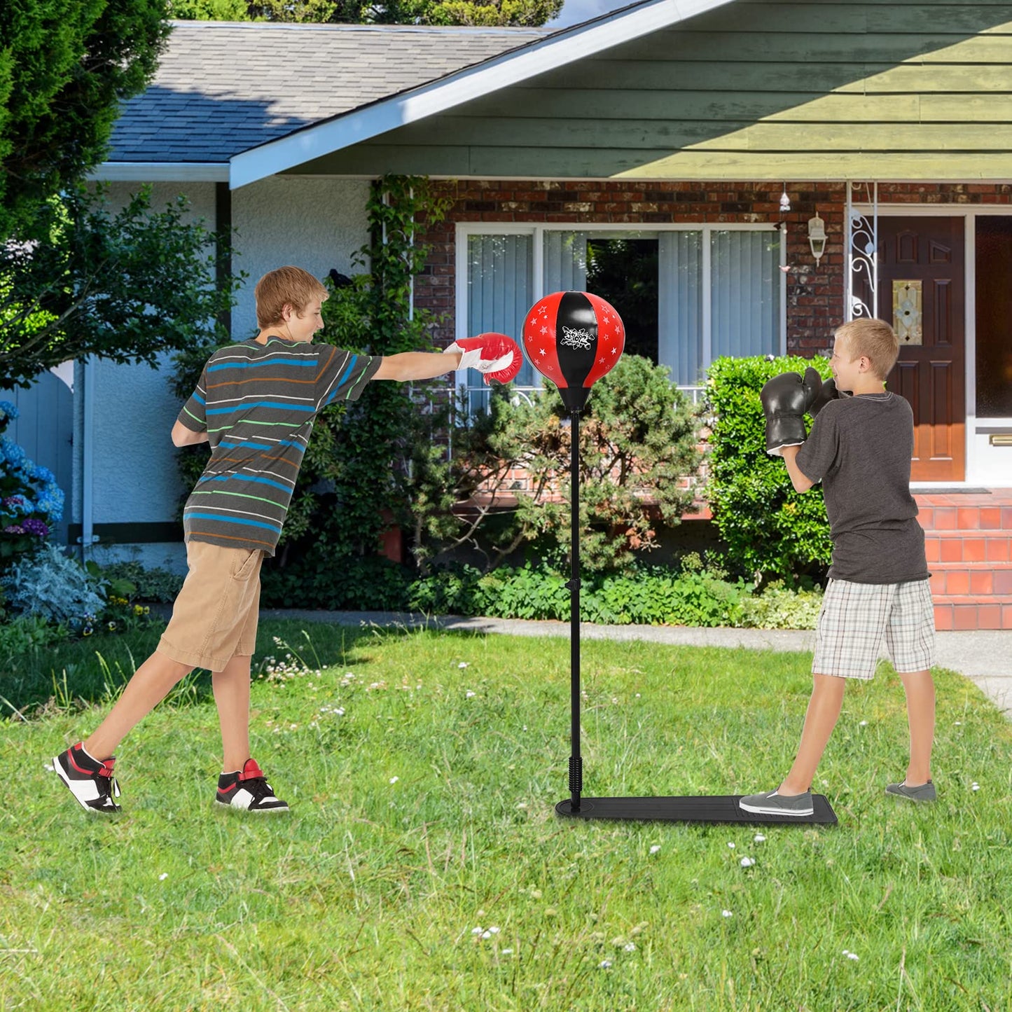 Inflatable Boxing Ball with Boxing Gloves & Air Pump & Stand