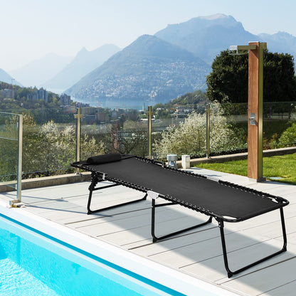 Beach Lounge Chair, X-Large Folding Chaise Lounger with Detachable Pillow