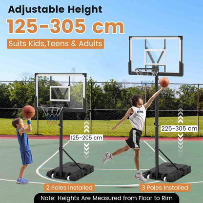 Portable Basketball Hoop with Impact Resistant Backboard & Fillable Base for Poolside