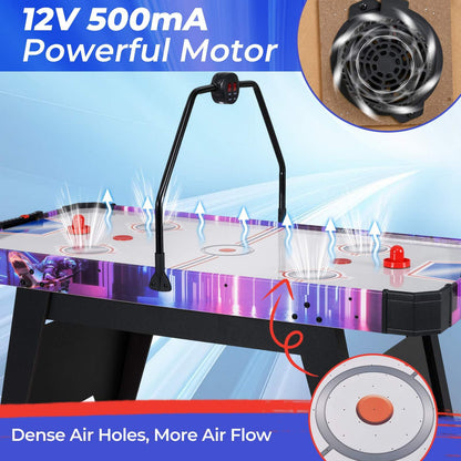 145CM Air Hockey Table with Powerful 12V Motor and LED Digital Scoreboard